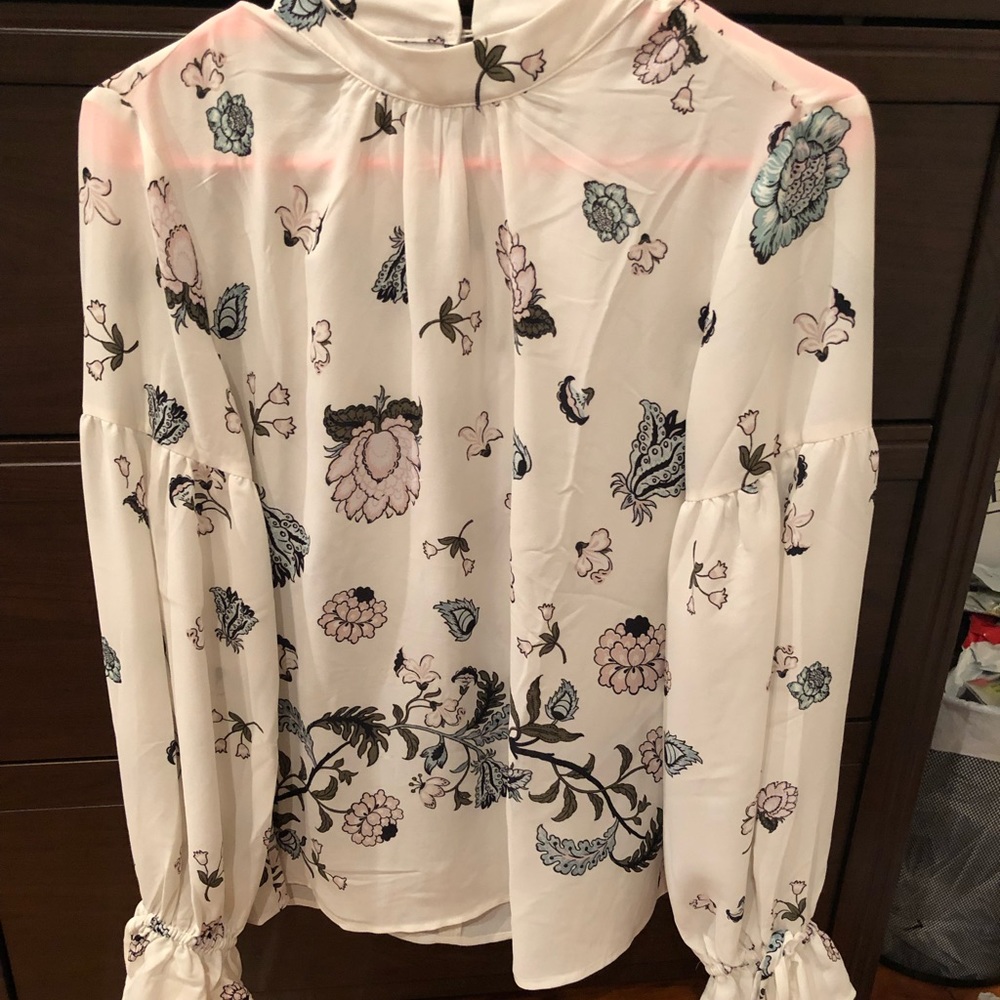 LOFT Outlet - Mock Neck Tie Sleeve Blouse